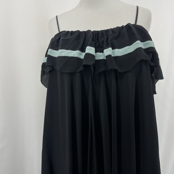 BCBGMaxazria Size S SILK Maxi Dress Black Blue Whimsical Evening Gown Dark Fairy - Picture 4 of 10